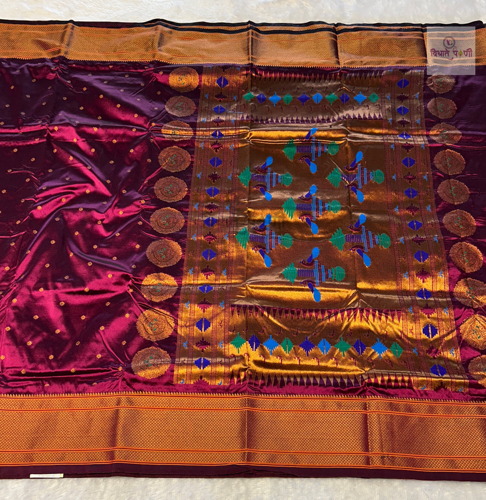 Kalanjali Soft Silk Paithani Saree - Wine