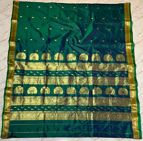 Jijamata Single Ply Pure Silk Saree - Sea Green