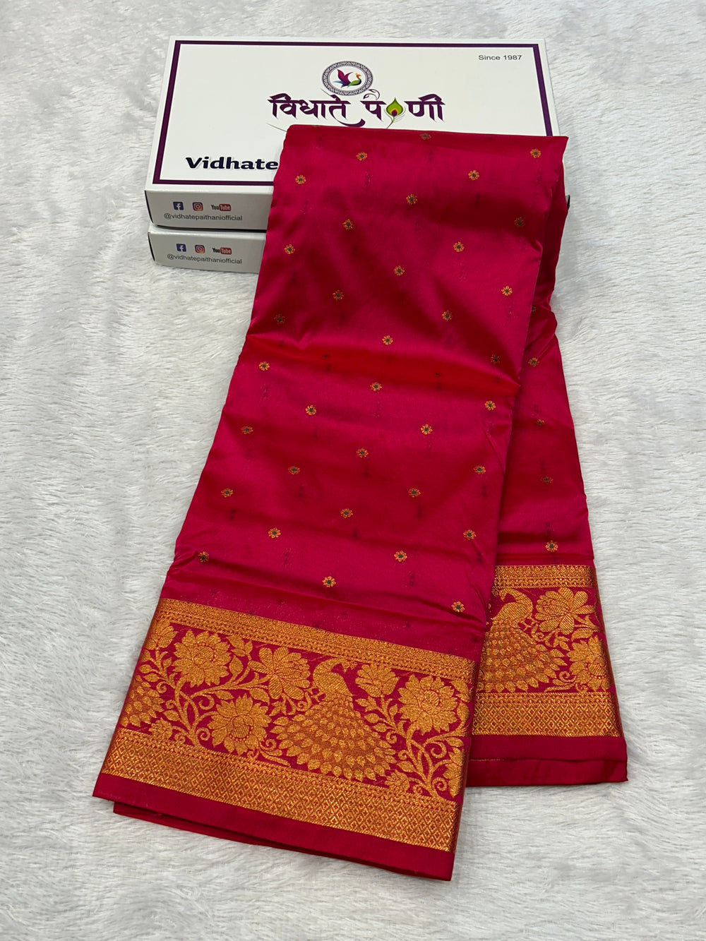 Kalanjali Soft Silk Paithani Saree - Hot Pink