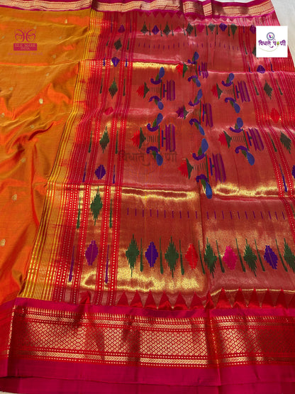 Handloom Pure Silk Double Pallu Paithani Saree