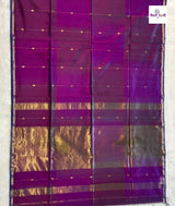 Handloom Pure Silk by Cotton Maheshwari Sarees- Stripes — full saree draped and laid flat — Vidhate Paithani, Yeola