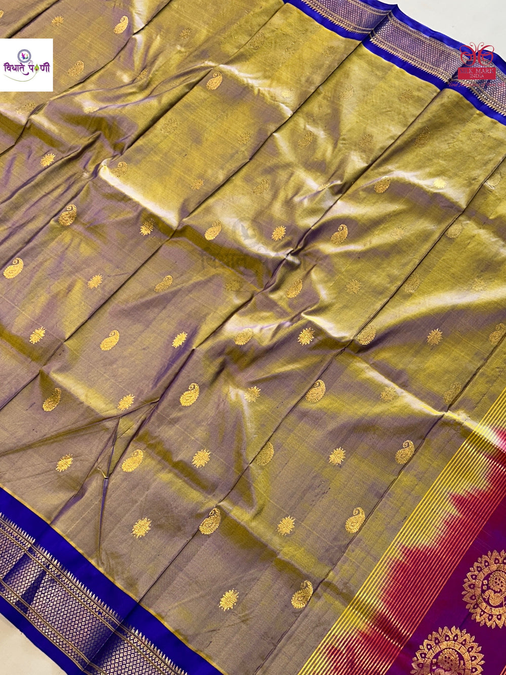 Handloom Pure Silk Maharani Paithani Saree- Dhupchav