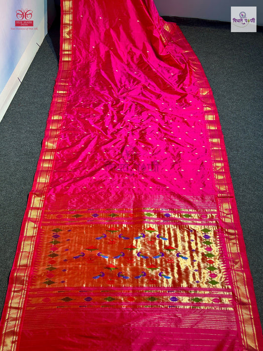Handloom Pure Silk Double Pallu Paithani Saree
