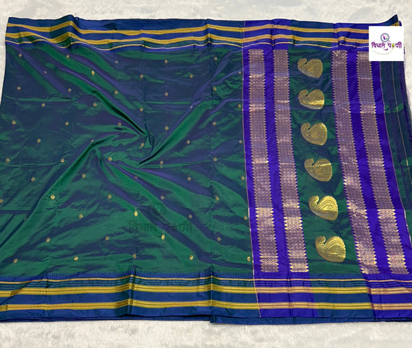 Narayanpeth Single Ply Pure Silk Saree - Morpankhi