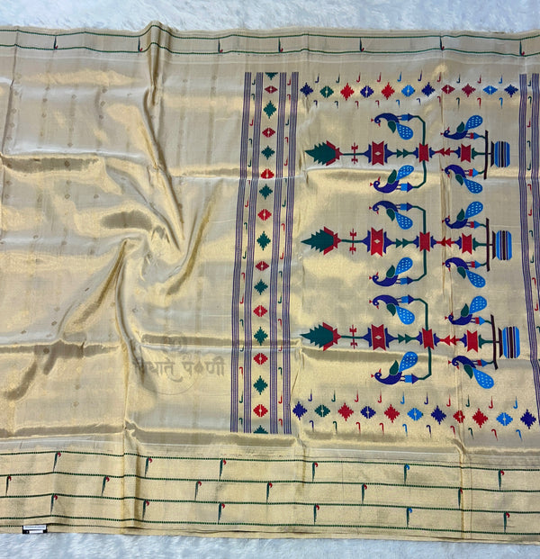Powerloom Pure Silk Munia Paithani Saree – Tissue