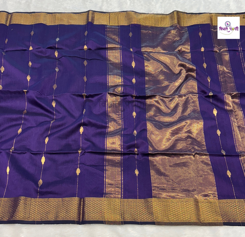 Handloom Pure Silk by Cotton Maheshwari Sarees- Stripes