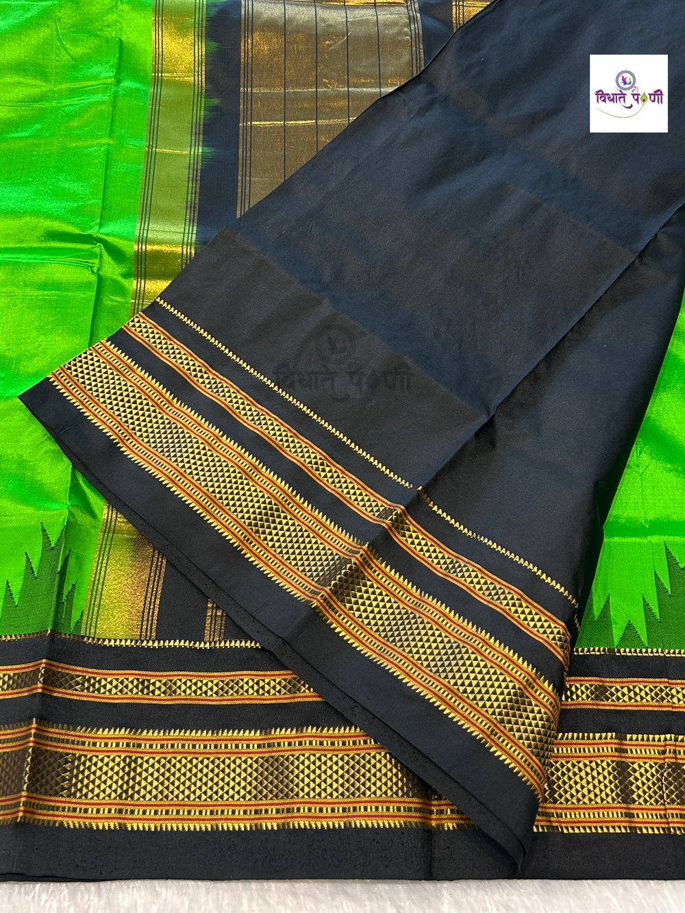 Traditional Pure Silk Irkal Sarees - Parrot Green
