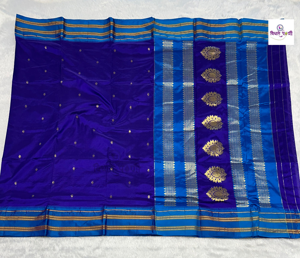 Narayanpeth Single Ply Pure Silk Saree - Blue