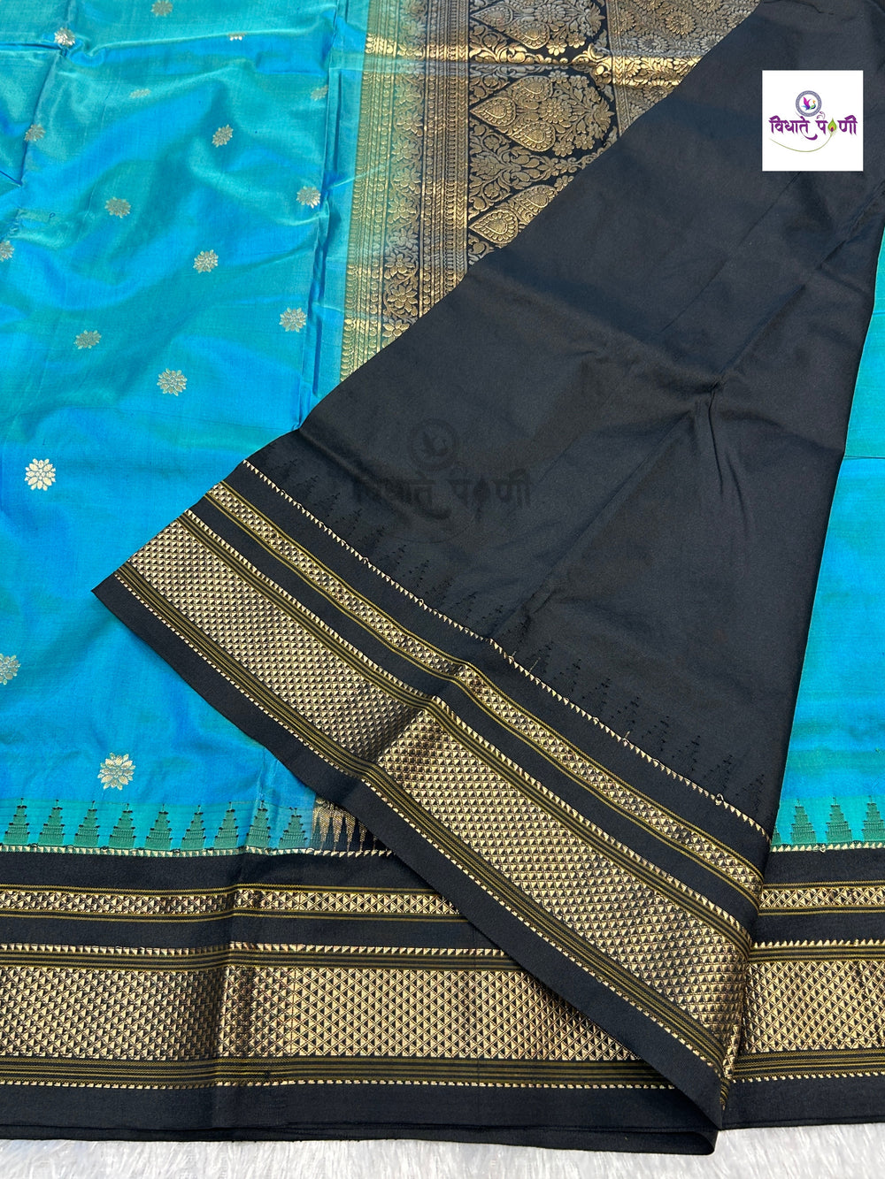 Traditional Pure Silk Irkal Butta Sarees - Sea Blue