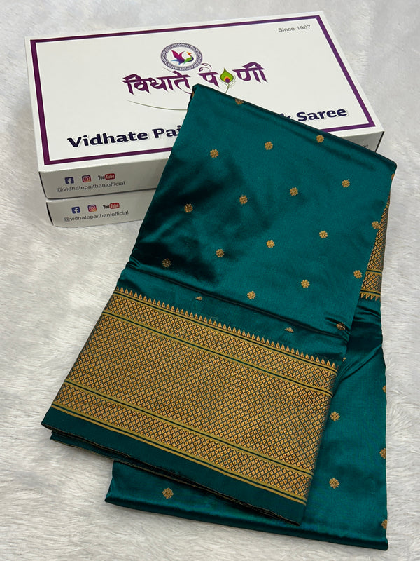 Kalanjali Soft Silk Paithani Saree - Rama Green