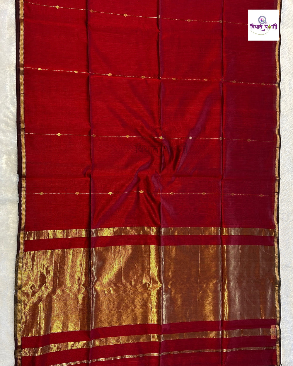 Handloom Pure Silk by Cotton Maheshwari Sarees- Stripes