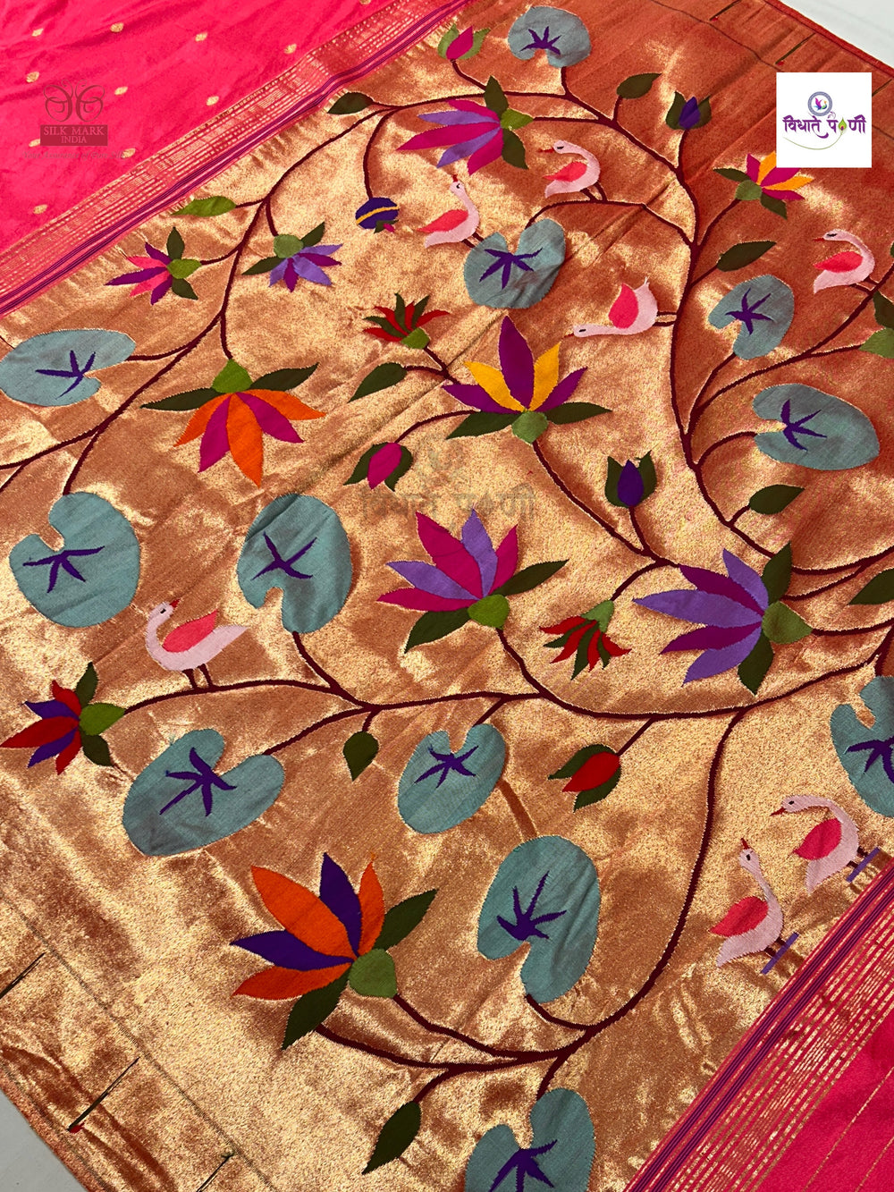 Exclusive Handloom Pure Silk Single Munia Paithani Saree- Aboli