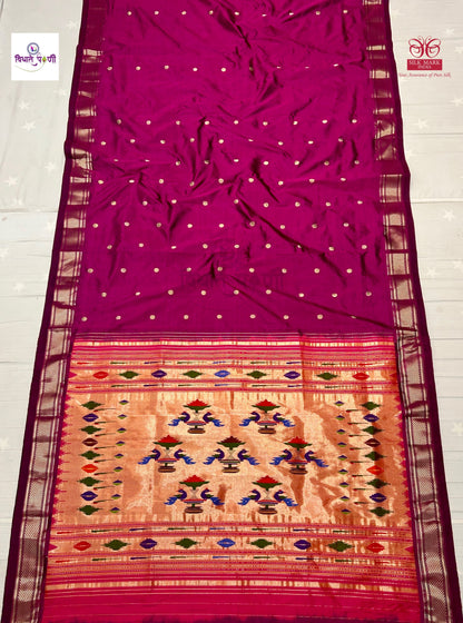 Handloom Pure Silk Double Pallu Paithani Saree