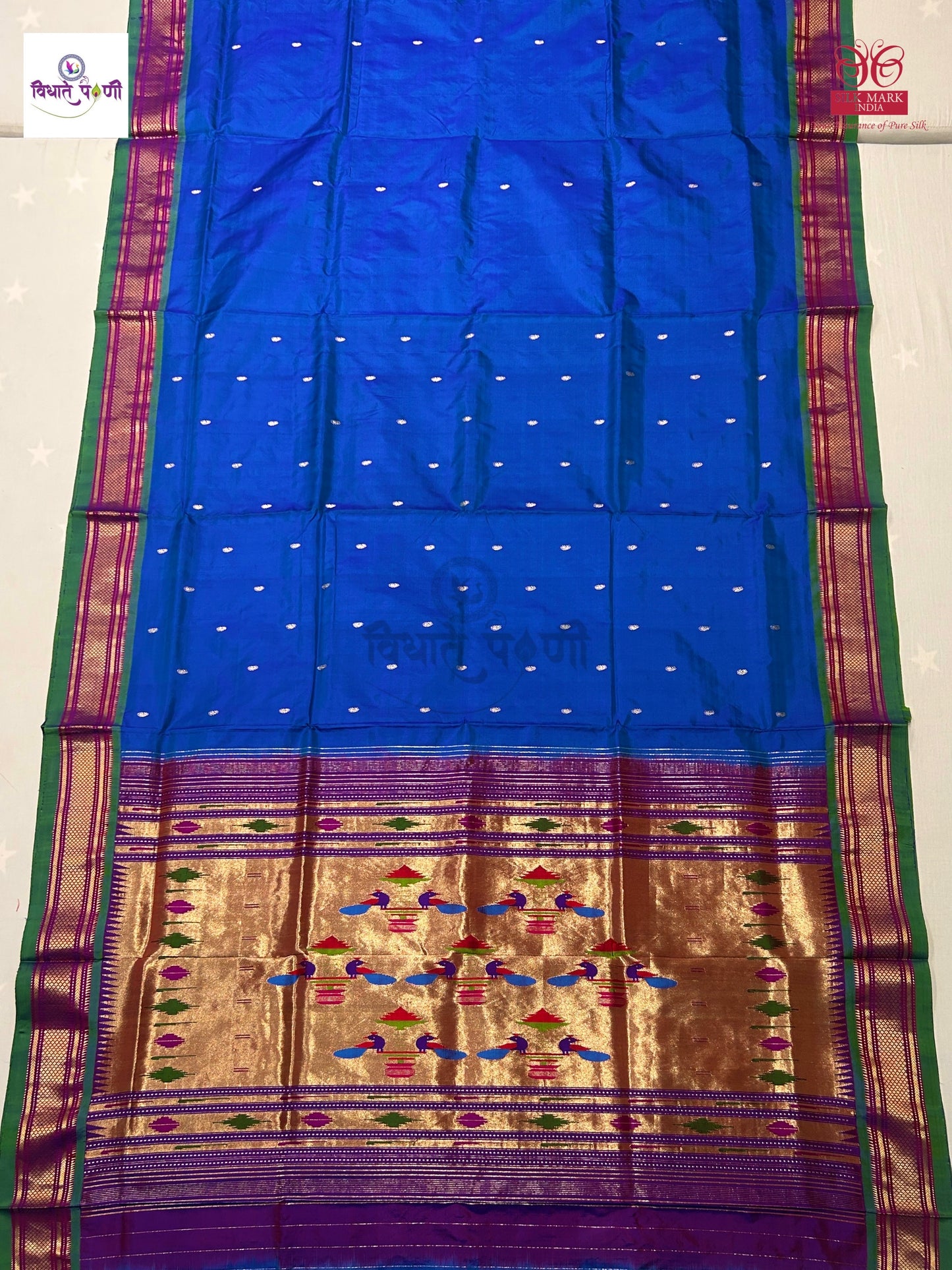 Handloom Pure Silk Double Pallu Paithani Saree