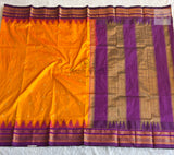 Traditional Pure Silk Irkal Butta Sarees- Temple Border - Orange
