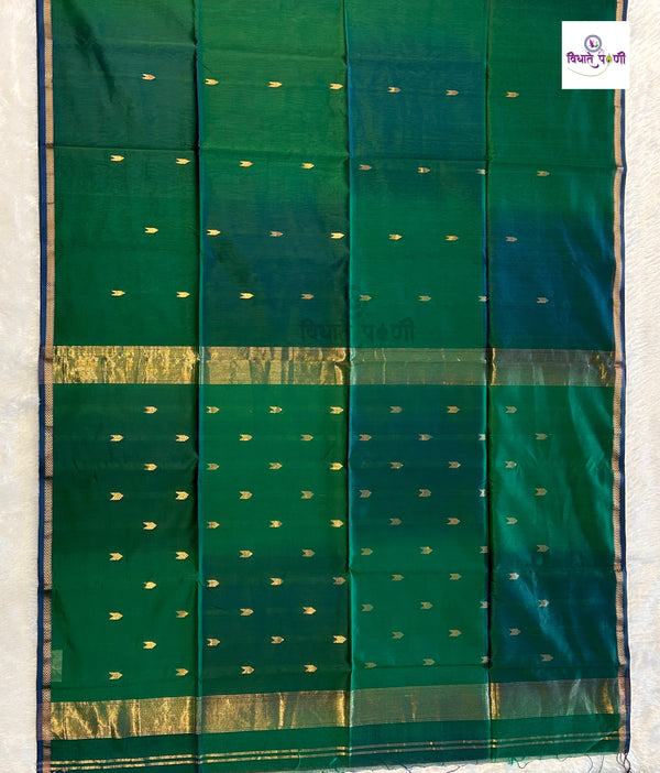 Handloom Pure Silk by Cotton Maheshwari Sarees- Stripes