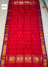 Handloom Pure Silk Paithani Dupatta - Red Pink Mix