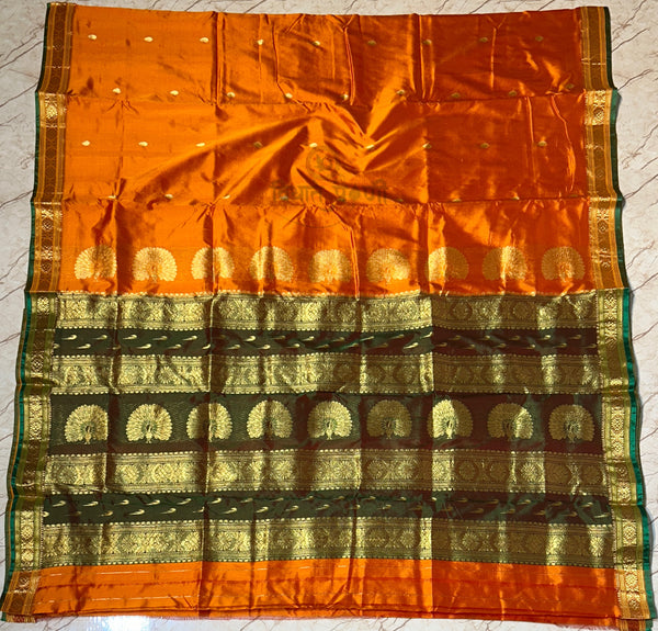 Jijamata Single Ply Pure Silk Saree - Mustard Yellow