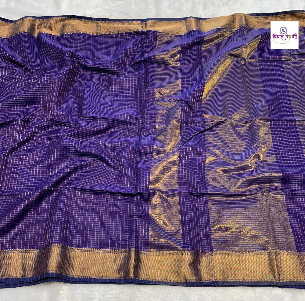 Handloom Pure Silk by Cotton Maheshwari Sarees- Chex