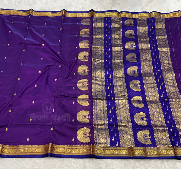 Jijamata Single Ply Pure Silk Saree - Purple