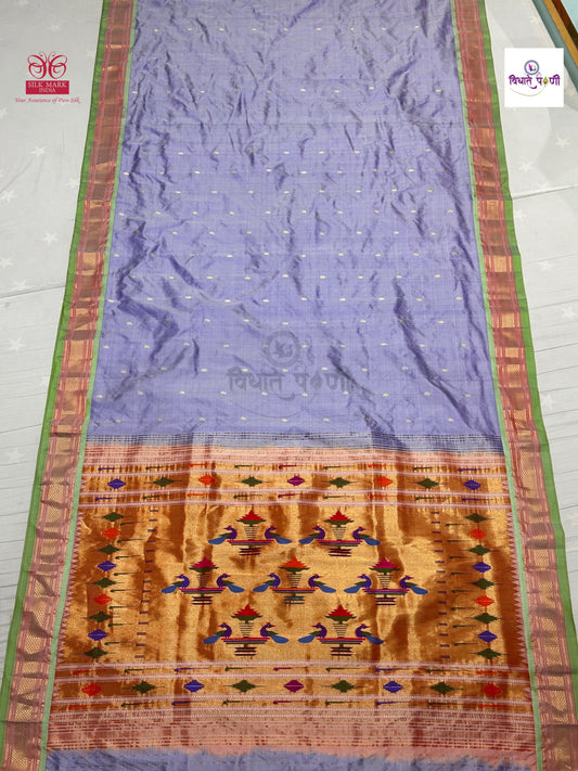 Handloom Pure Silk Double Pallu Paithani Saree