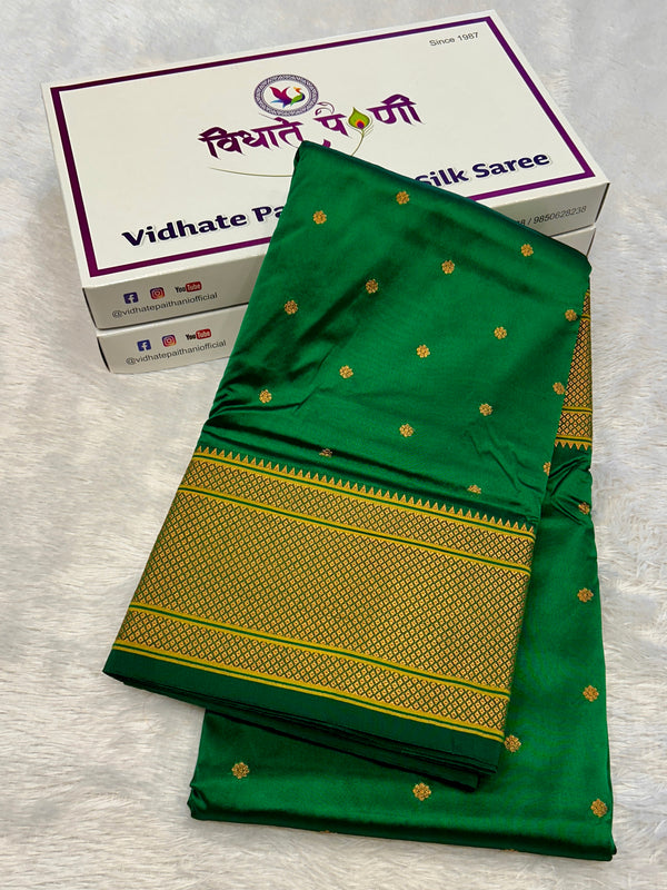 Kalanjali Soft Silk Paithani Saree - Bottle Green