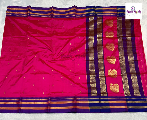 Narayanpeth Single Ply Pure Silk Saree - Pink