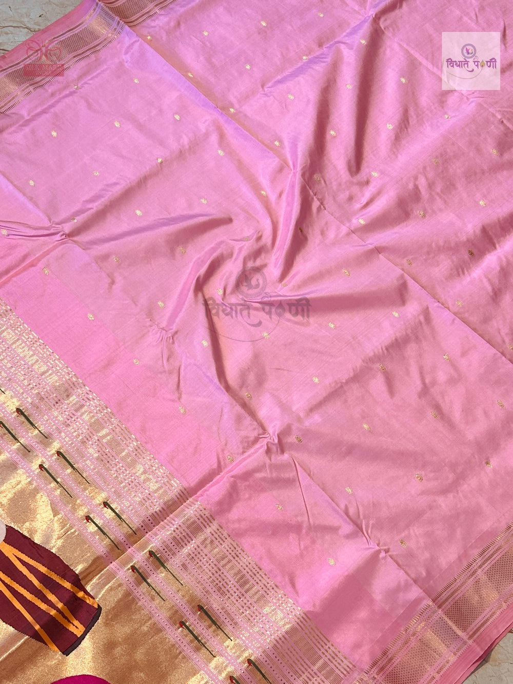 Handloom Pure Silk Designer Pallu Paithani Saree- Instrumental Pallu