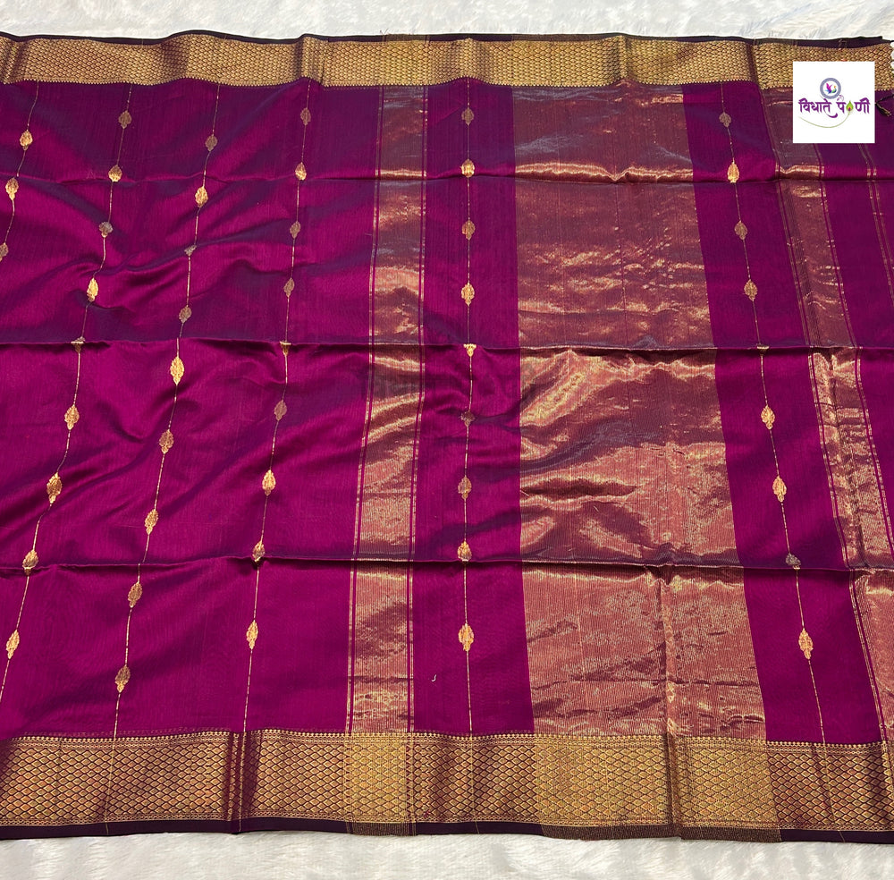 Handloom Pure Silk by Cotton Maheshwari Sarees- Stripes
