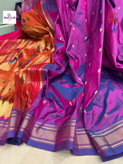 Handloom Pure Silk Double Pallu Paithani Saree