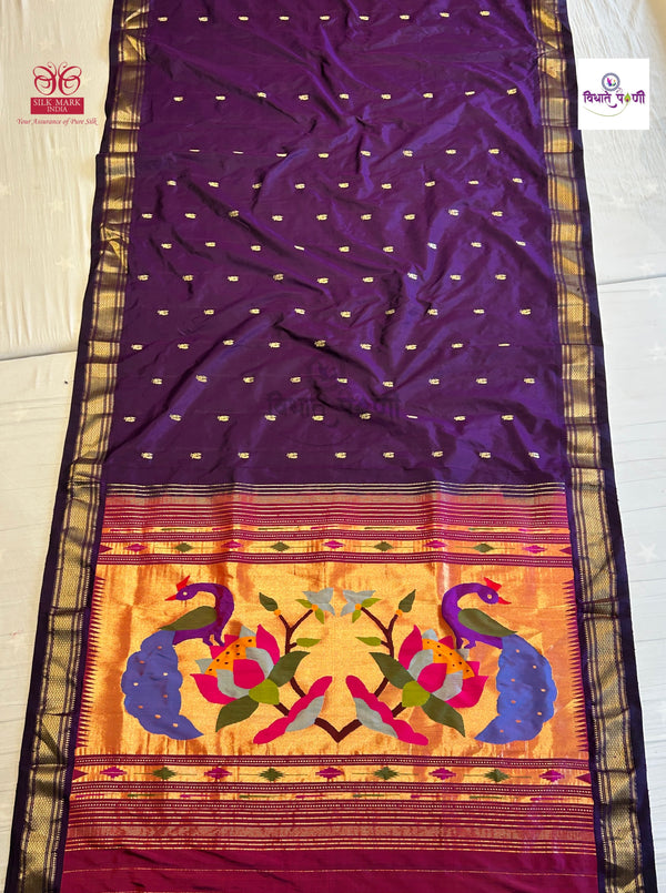Designer Pallu Paithani Saree - Lotus Peacock