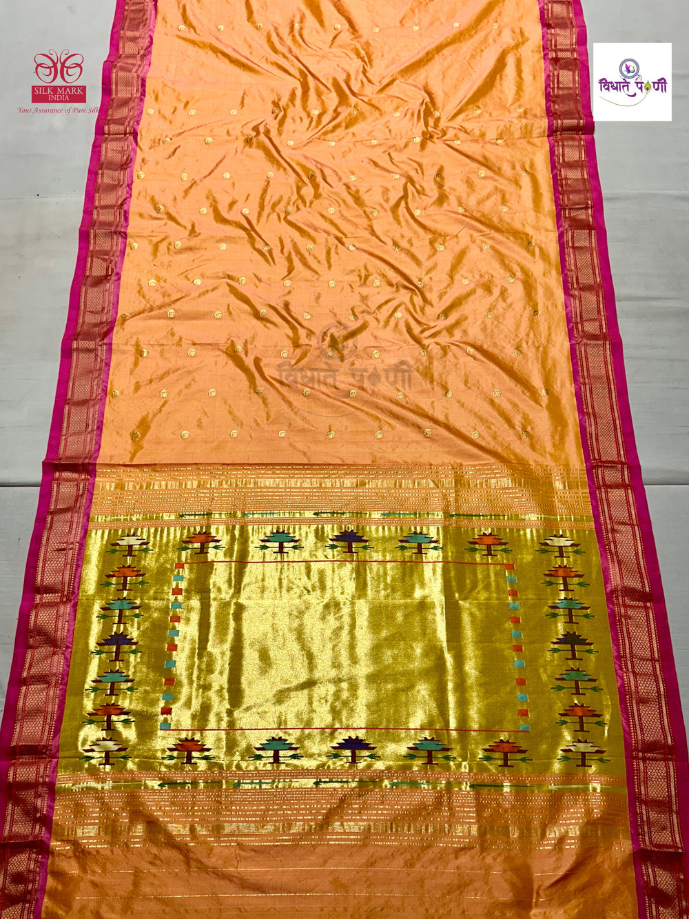 Vintage Handloom Pure Silk Chandrakor Paithani Saree - Tawa Pallu