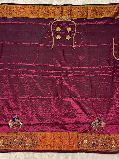 Gadhwal Semi Paithani Saree- Designer Work Blouse