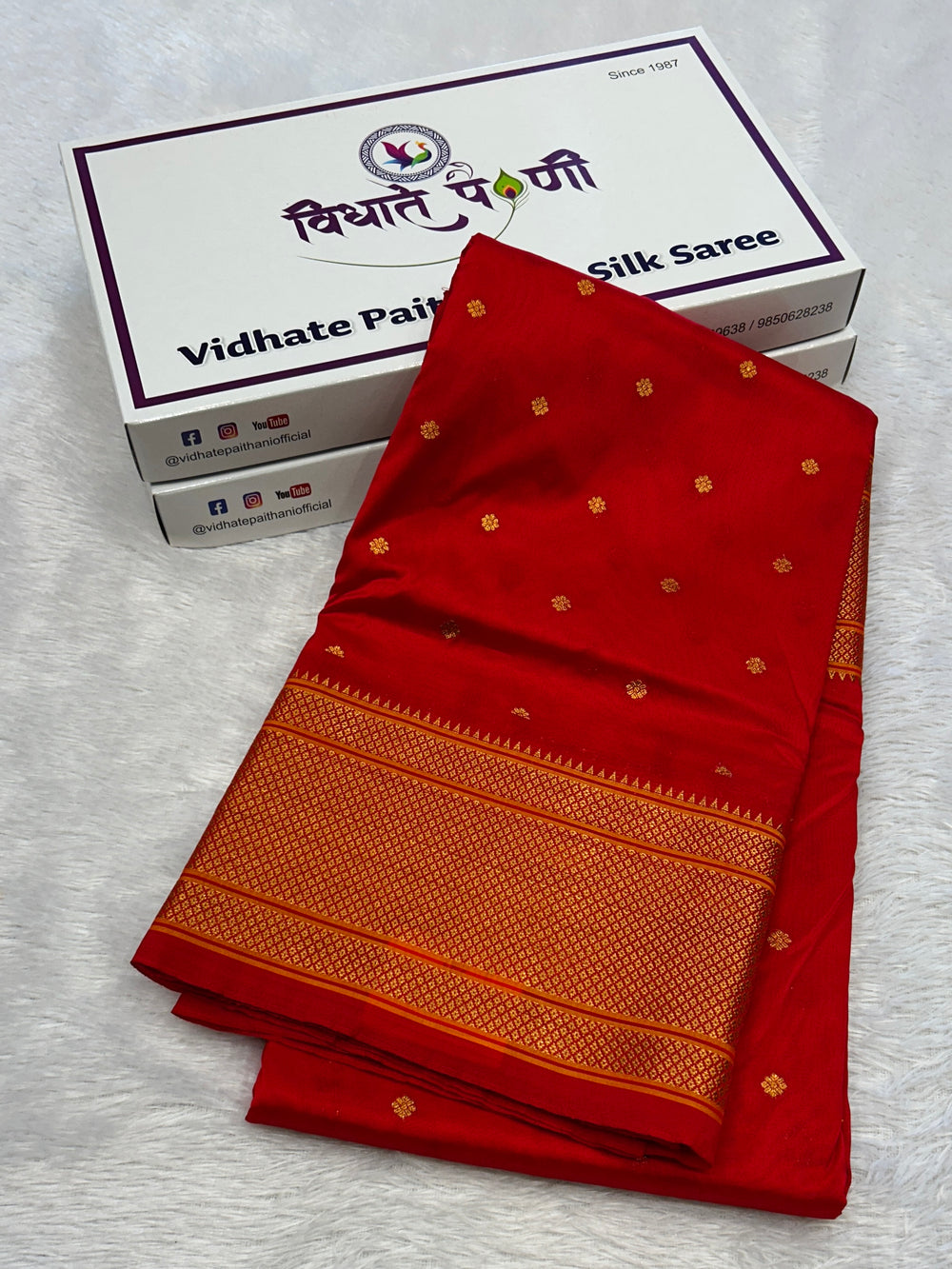 Kalanjali Soft Silk Paithani Saree - Red