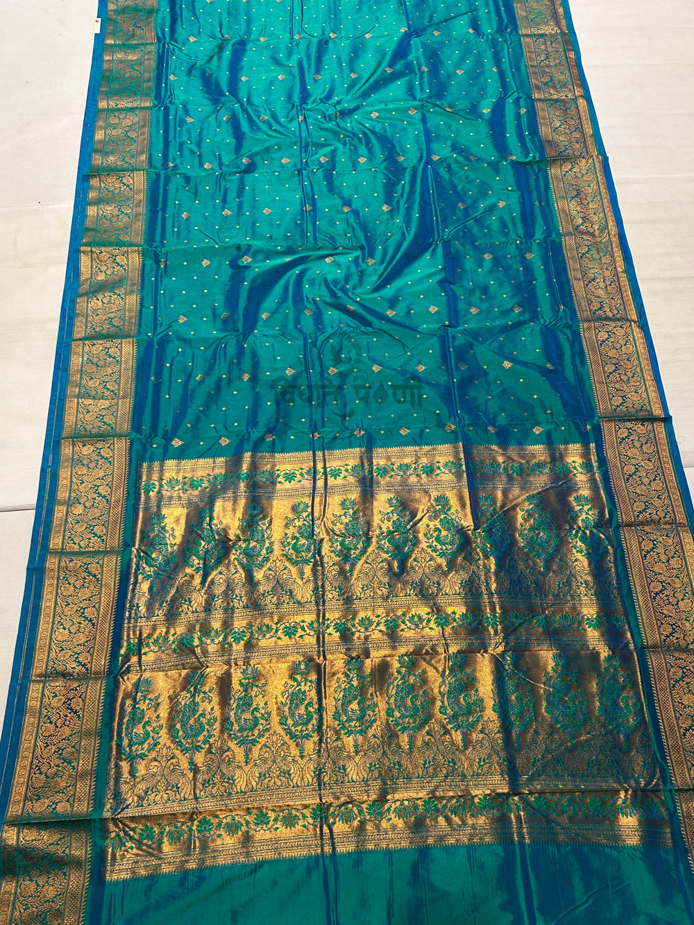 Kalanjali Soft Silk Paithani Saree - Sea Green