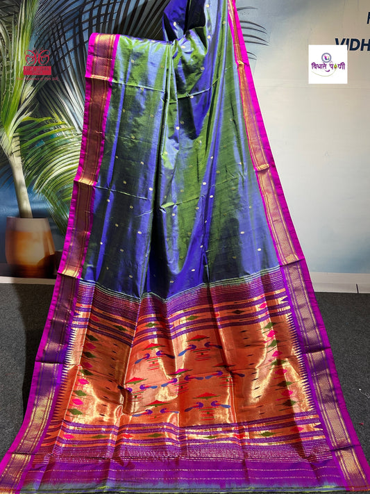 Handloom Pure Silk Double Pallu Paithani Saree