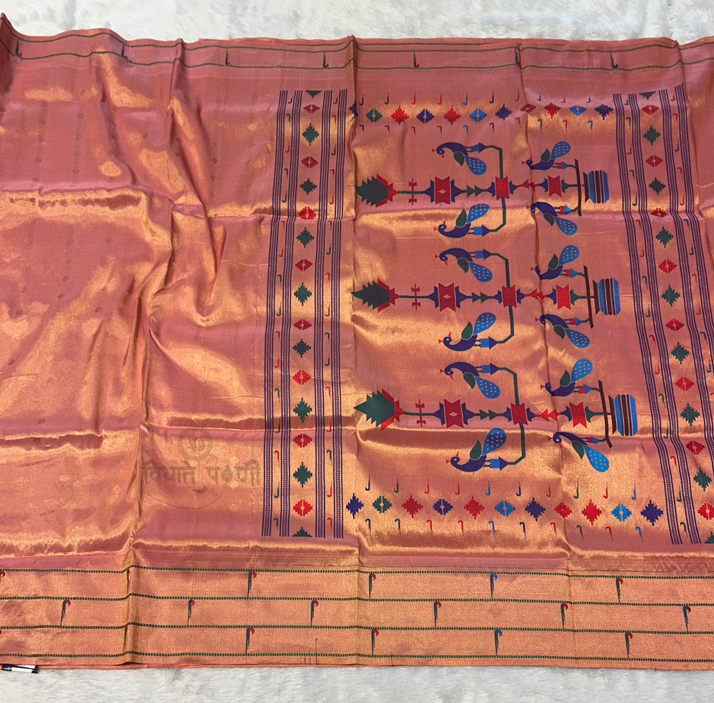 Powerloom Pure Silk Munia Paithani Saree – Tissue