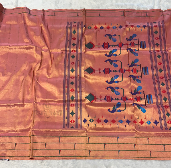 Powerloom Pure Silk Munia Paithani Saree – Tissue