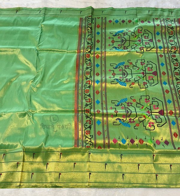 Powerloom Pure Silk Munia Paithani Saree – Stripes
