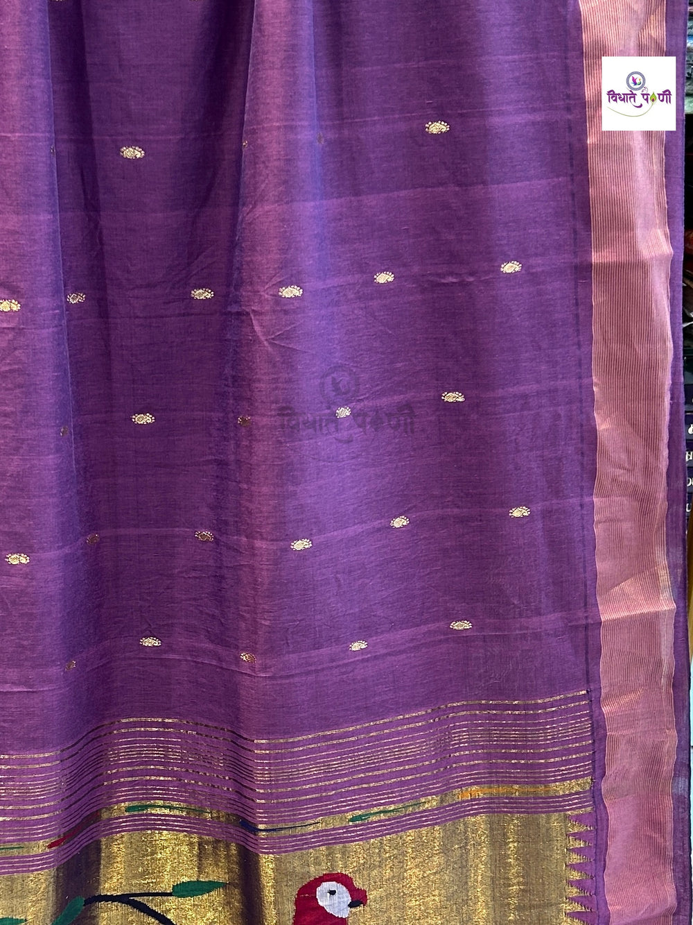 Handloom Pure Cotton Paithani Saree- American Parrot