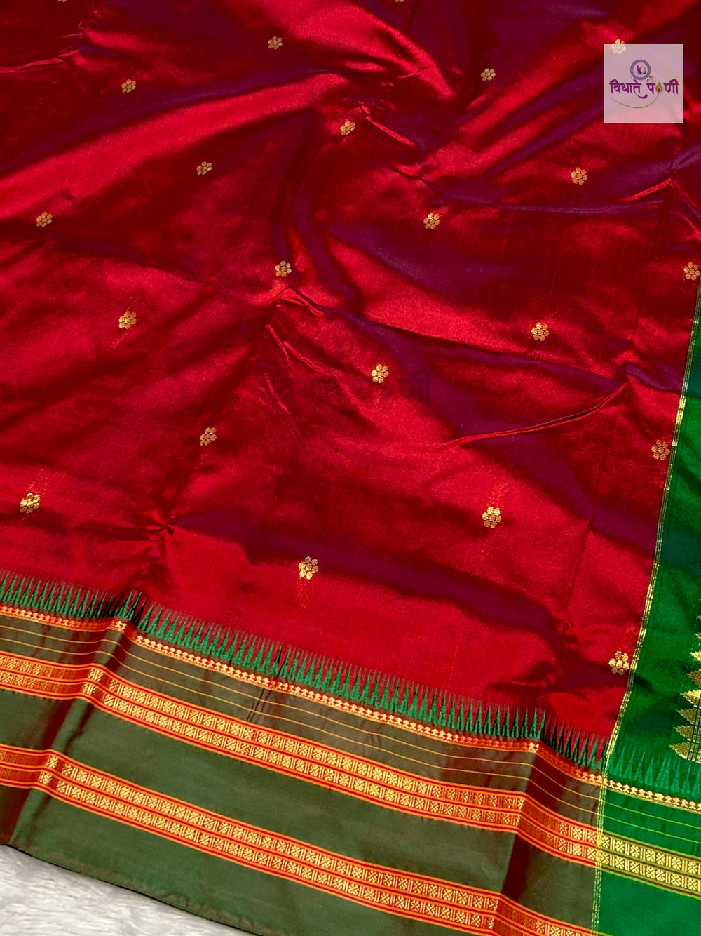 Narayanpeth Single Ply Pure Silk Saree- Maroon
