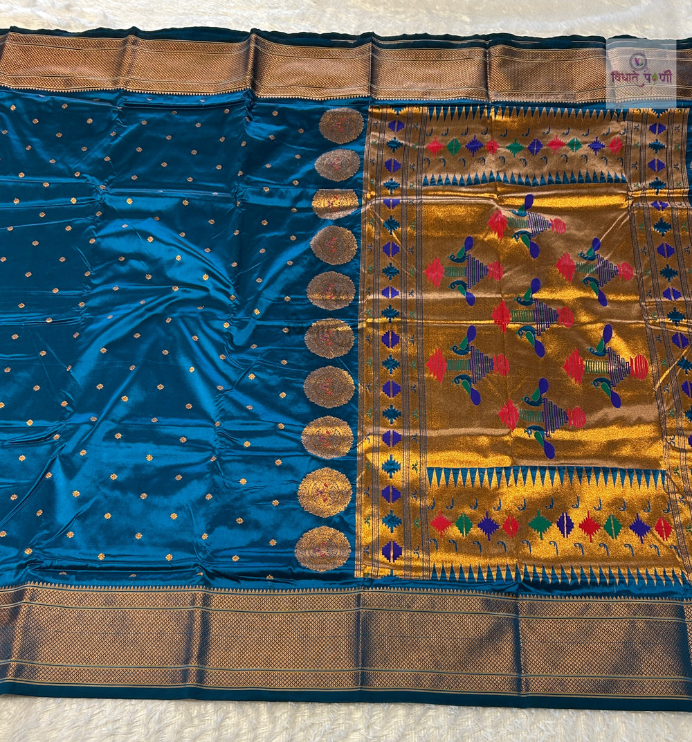 Kalanjali Soft Silk Paithani Saree - Sulphate Blue