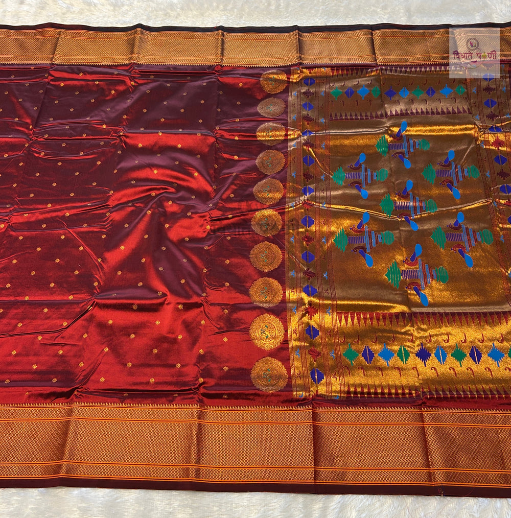 Kalanjali Soft Silk Paithani Saree - Maroon