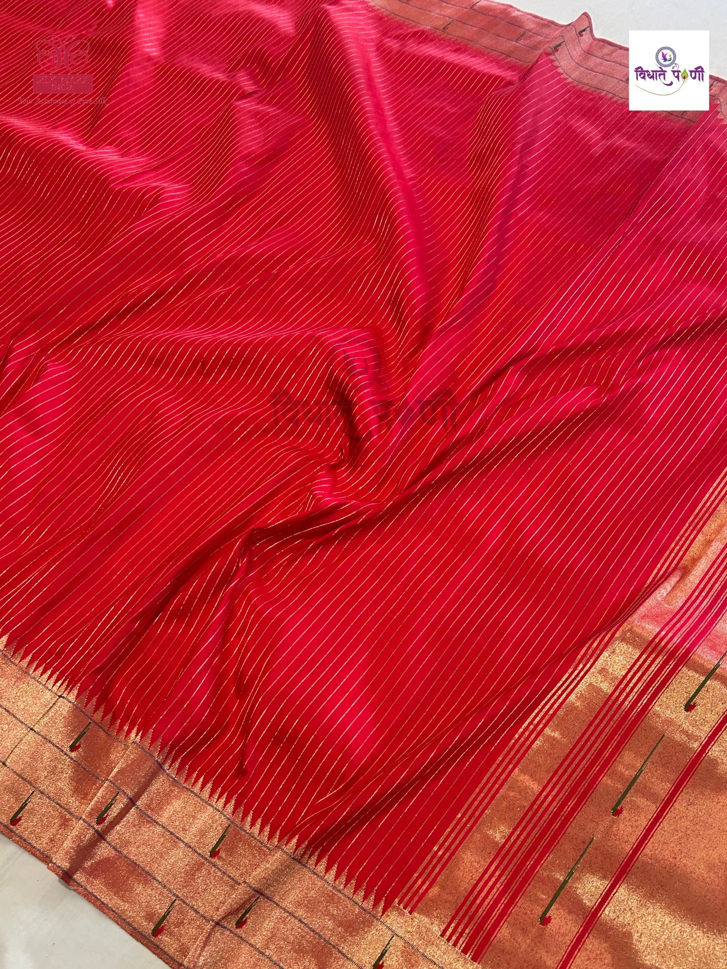 Handloom Pure Silk Triple Munia Border Paithani Saree