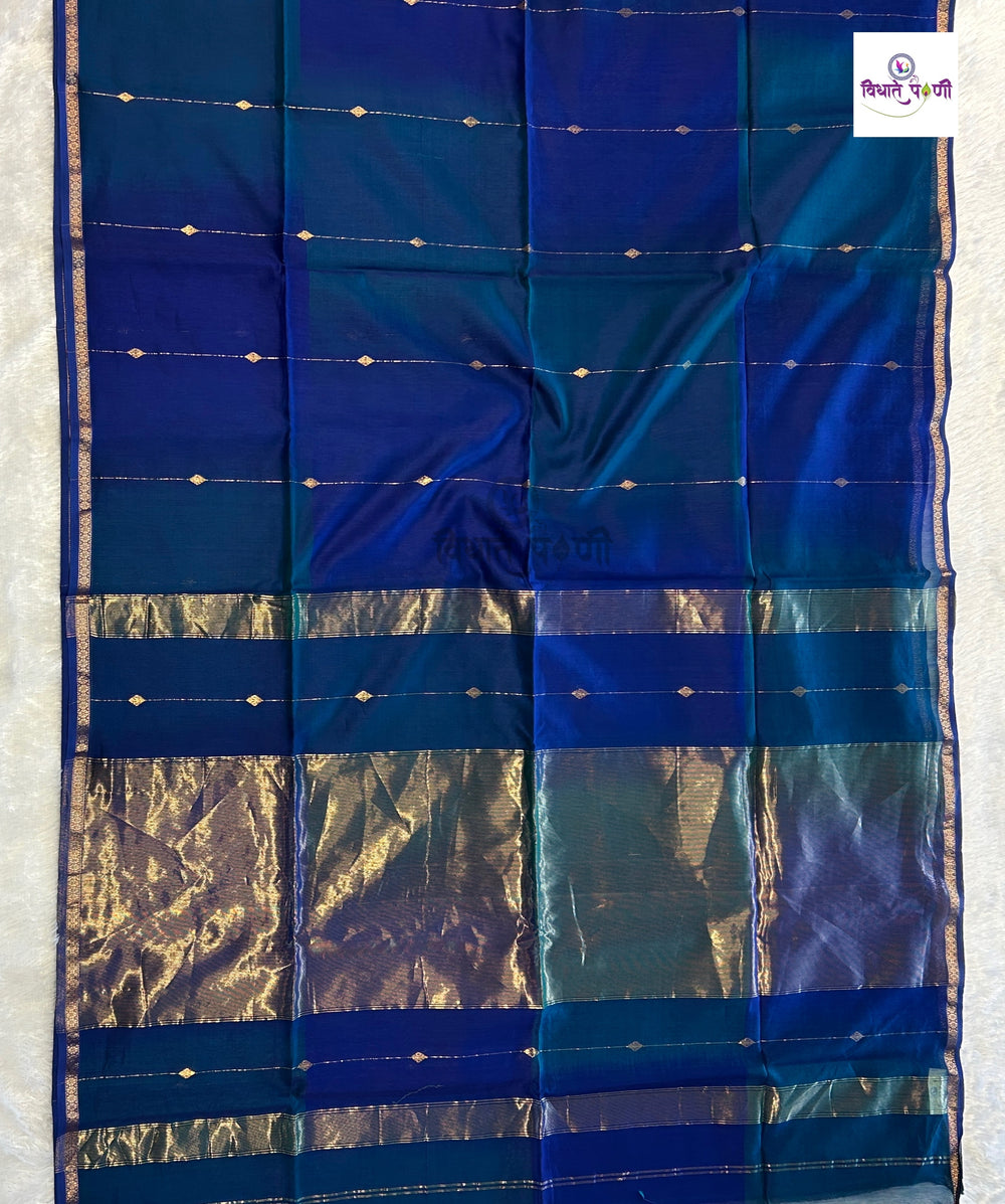 Handloom Pure Silk by Cotton Maheshwari Sarees- Stripes