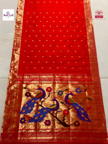 Handloom Pure Silk Single Munia Border Paithani Saree