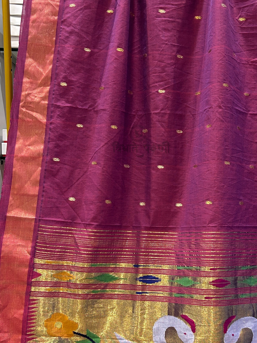 Handloom Pure Cotton Paithani Saree- Lotus Swan