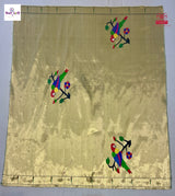 Handloom Pure Tissue Paithani Blouse Piece - 9 — full blouse piece laid flat — Vidhate Paithani, Yeola