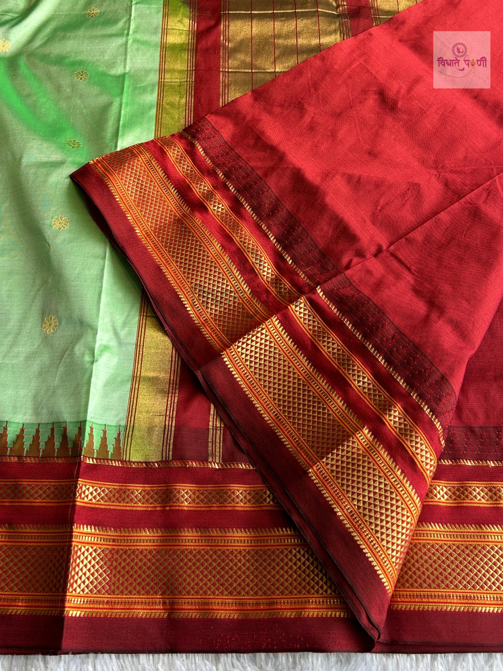 Traditional Pure Silk Irkal Butta Sarees - Pastel Green