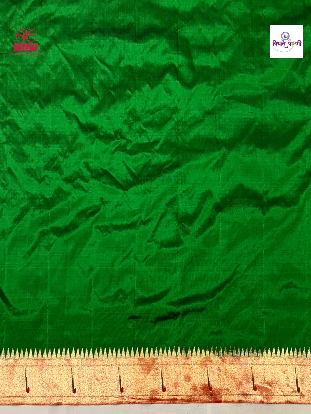Handloom Pure Silk Single Munia Paithani Saree - Green